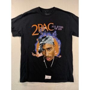 2Pac Graphic T Shirt Mens Medium Black‎ All Eyez On Me Rap Tee Bravado
